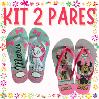 Kit 2 Pares de Chinelo Infantil Feminino Menina Promocao Numerações Combinadas em Oferta na Shopee
