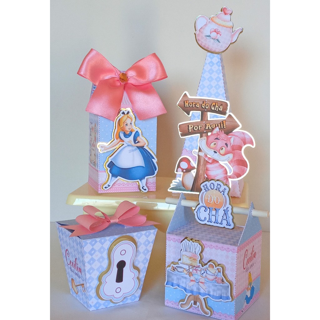 Kit festa Infantil "Alice no Pais das Maravilhas" Lembrancinhas Aniversário-Caixinha Personalizada