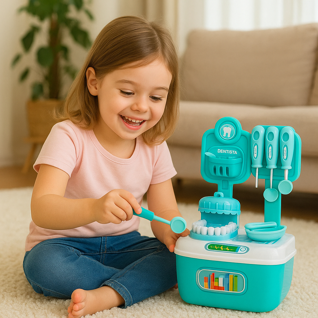 Maleta Dentista Cozinha Ferramenta Make Infantil 12 Peças Kit Profissão Educativo Presente Criativo.