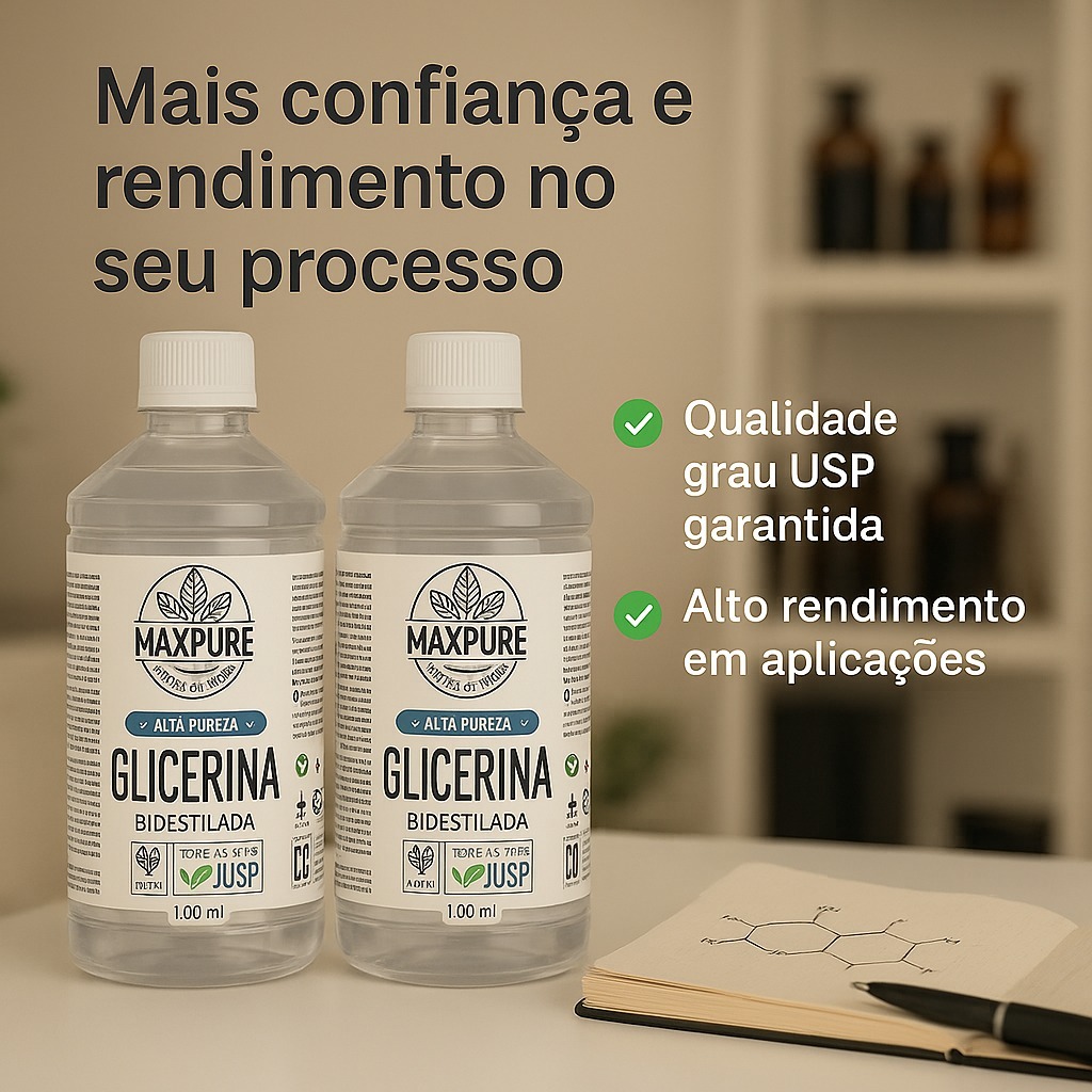Glicerina Vegetal Bidestilada 1 Litro Uso Cosméticos Maquiagens Alimentícios Tintas Resinas