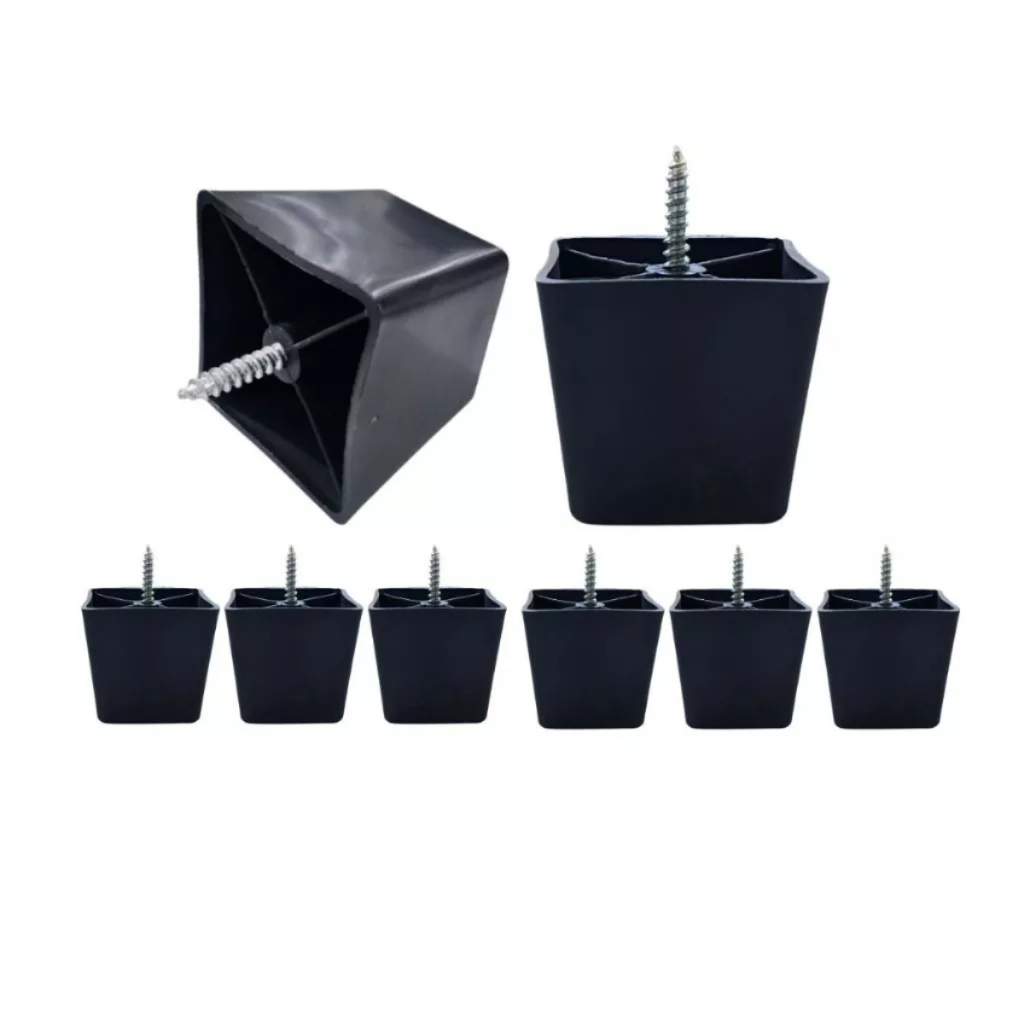 Kit Pés Plastico Trapezio Piramide Cadence Sofá Puff Cama Moveis
