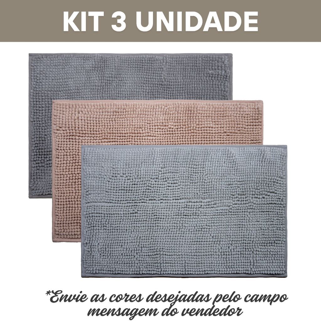Kit 3 Tapete Bolinha Banheiro Microfibra Dedinho Antiderrapante Alta Absorção Macio 38 X 58cm - Home & Living