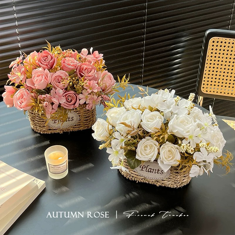 Buque de rosa Artificial 32cm Decoração de casa Decoração de mesa de sala de estar  Decoração de parede de casamento
