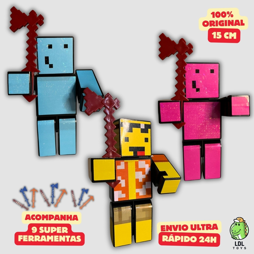 Kit 3 Bonecos Problems + Melzinha + Mel Gamer Articulado Youtuber 15cm Algazarra