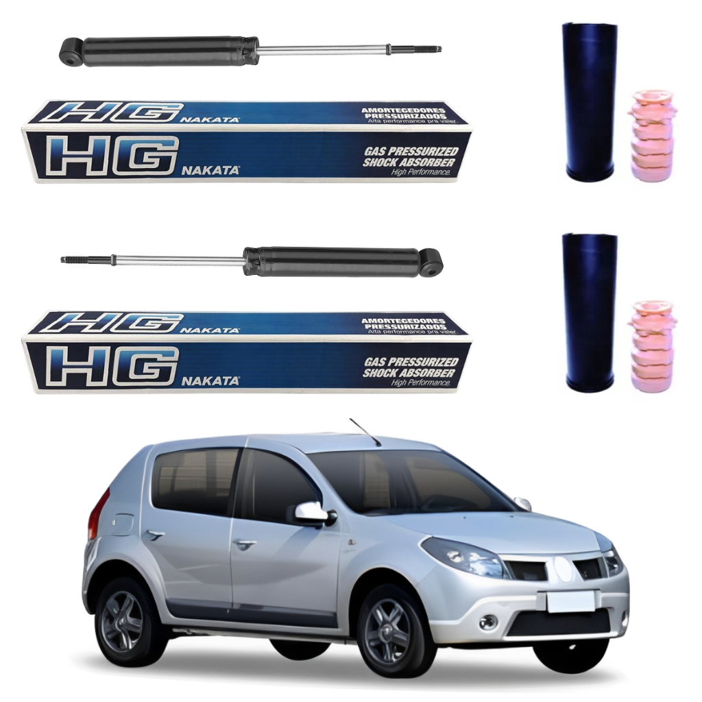 PAR AMORTECEDOR TRASEIRO SANDERO 2007 A 2014 ORIGINAL NAKATA + KITS