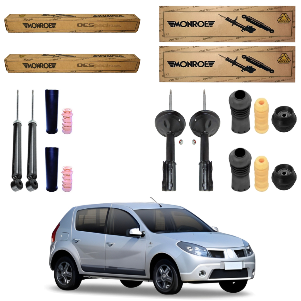 KIT 4 AMORTECEDOR SANDERO 2007 A 2014 ORIGINAL MONROE + KITS