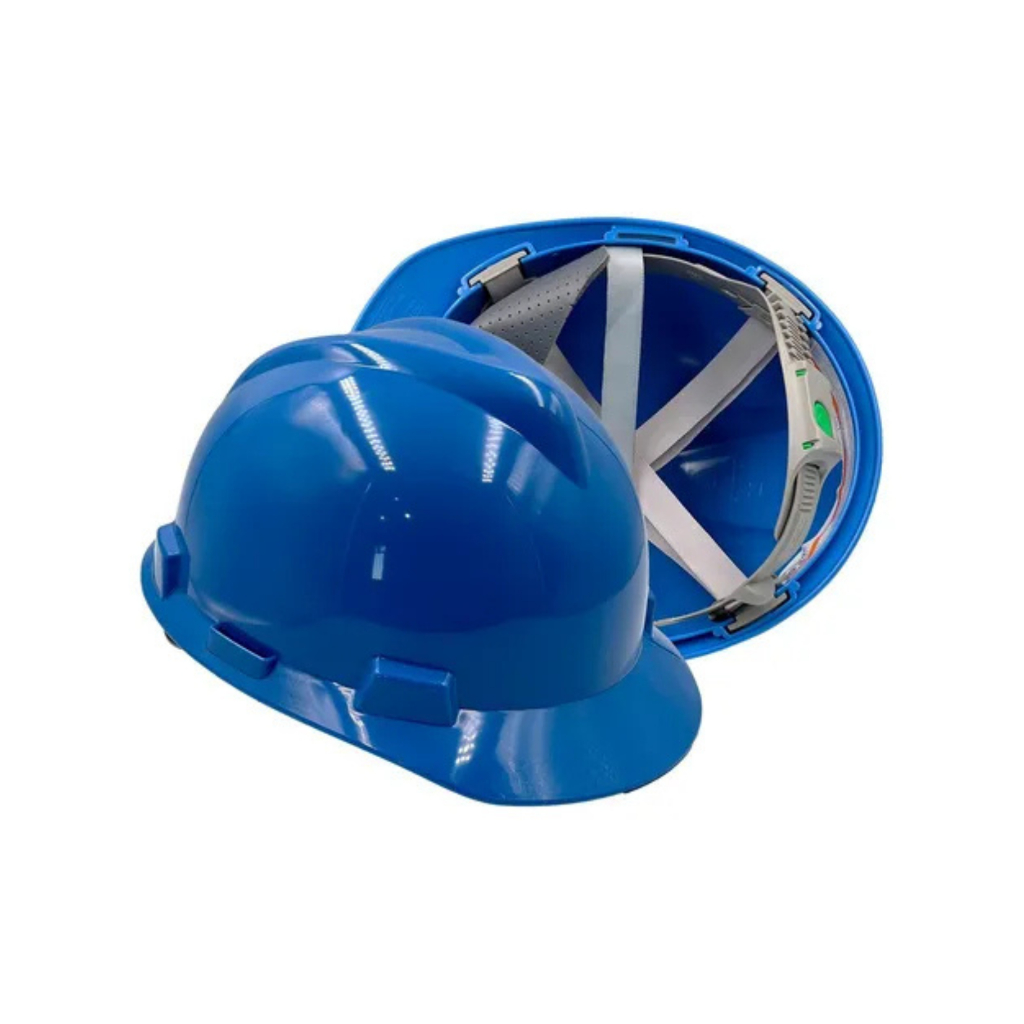Capacete Proteção V-Gard Aba Frontal Com Jugular Têxtil Azul REF. 311315 Msa Epi Segurança