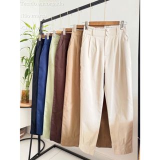 ISADORA MODA Calça cenoura Feminina sarja ,2 botões,com bolsos ,cor sólida(atrás com elástico) em Oferta na Shopee