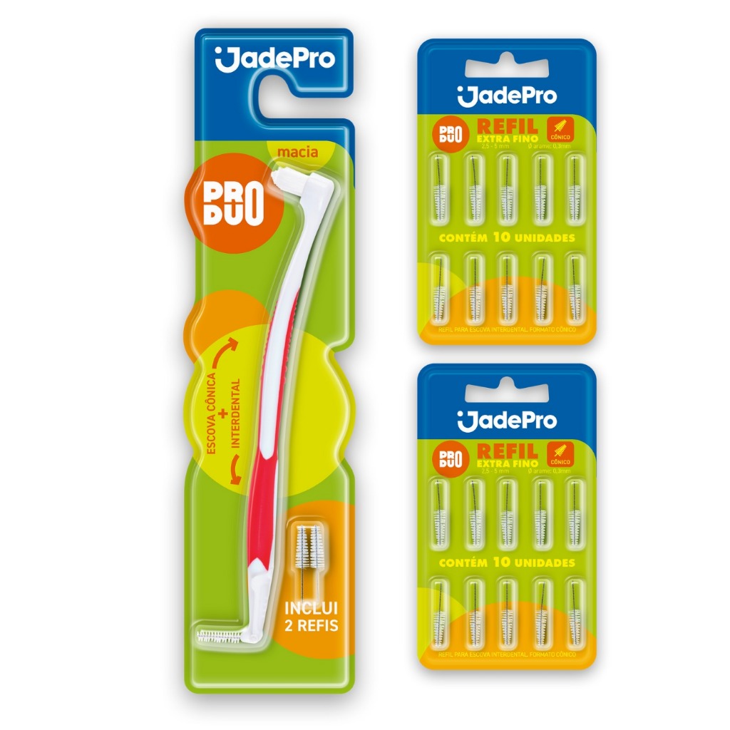 Escova Interdental com 2 Refis + 2 KITS c/ 10 Refis cada JADEPRO (total 22 Refis Cônicos) em Oferta na Shopee