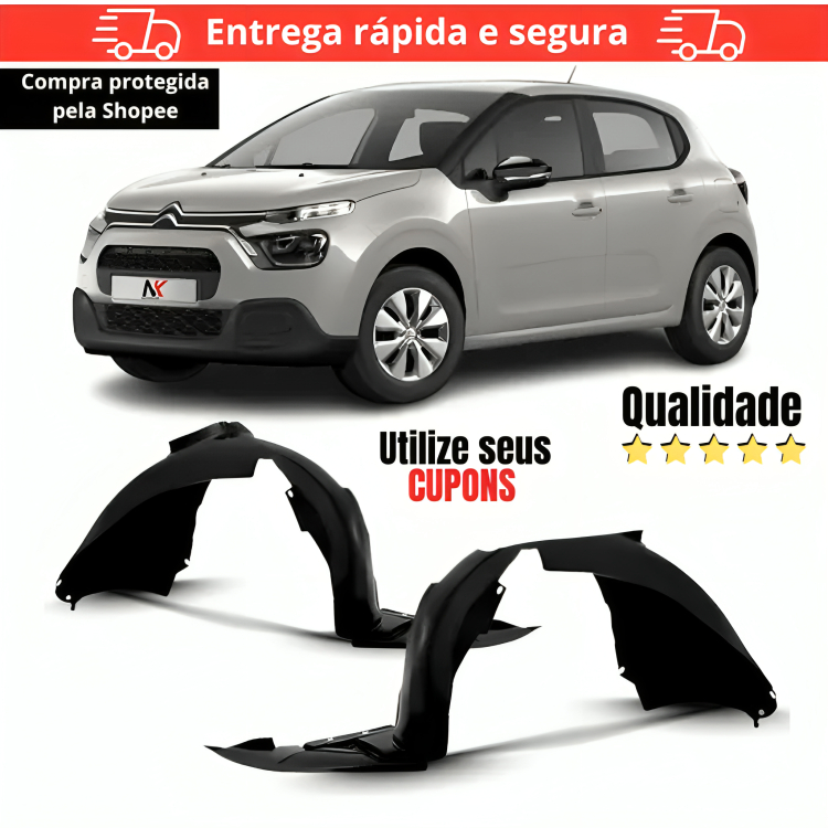 Parabarro Dianteiro Citroen C3 2021 2022 2023 2024 Novo Bate Pedra Casca Ovo Lameiros em Oferta na Shopee
