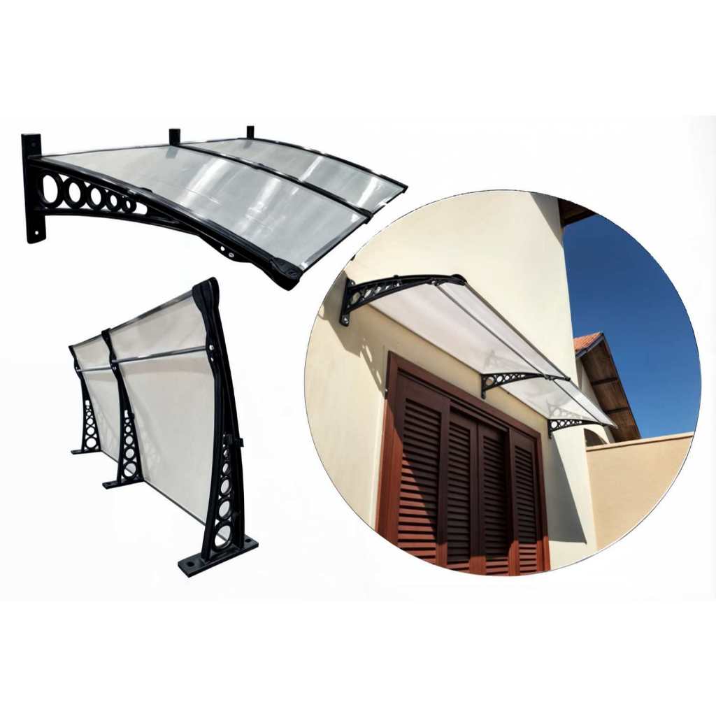 Toldo em Policarbonato 1,40x0,50m - Contra Chuvas para Portas e Janelas Lojas e Casas Jardim