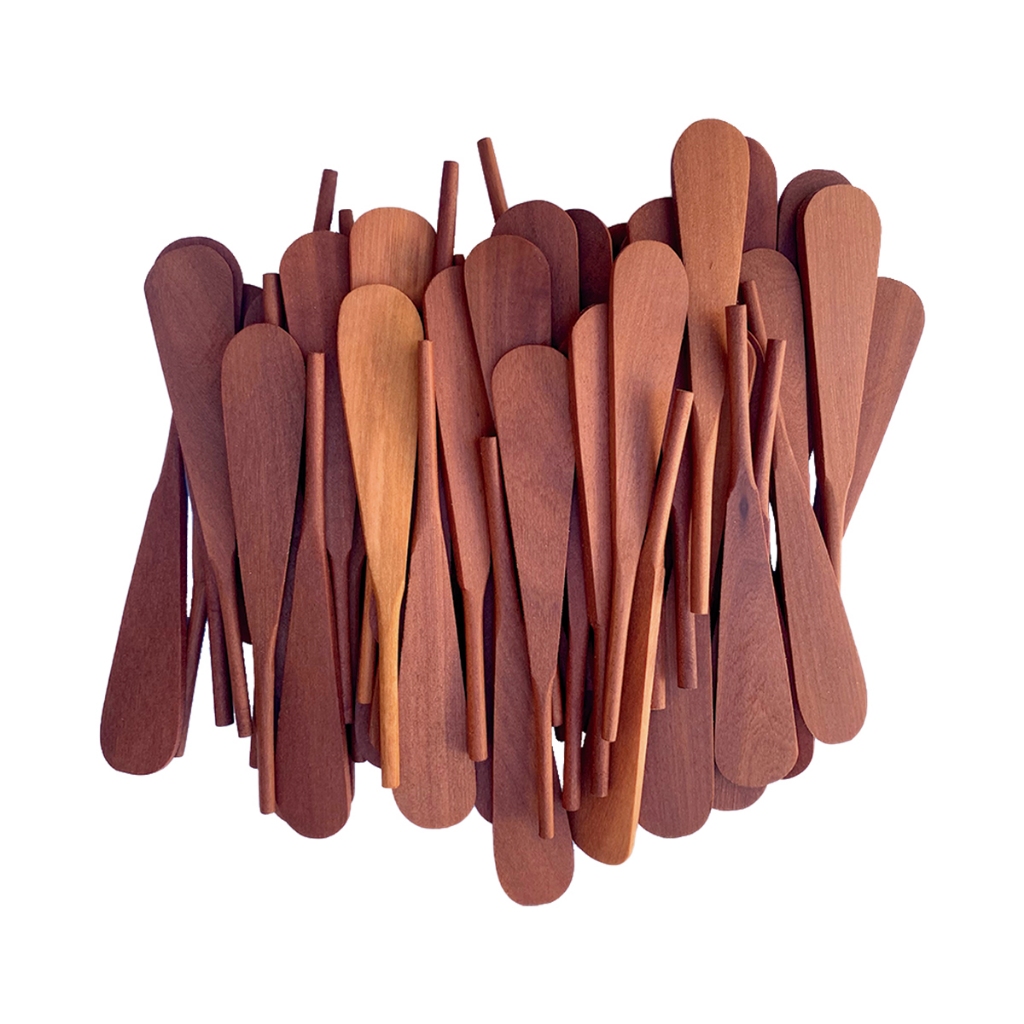 Kit 3 á 12 Espátula para Patê 17cm em Madeira Maciça Pá Manteiga Geleia Cera Depilação Colher de Pau