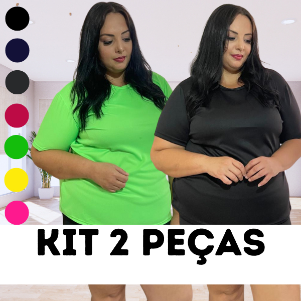 Kit 2 Camisetas Camisa Feminina Dry Fit Plus Size Moda Fitness Academia Malhação Tapa Bumbum em Oferta na Shopee