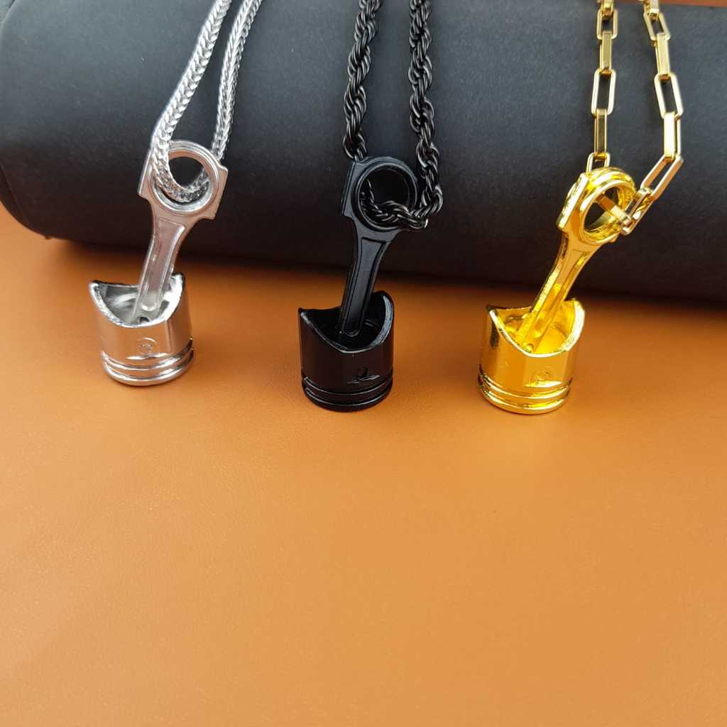 Colar Masculino Biela com Pistão Estilo Automotivo