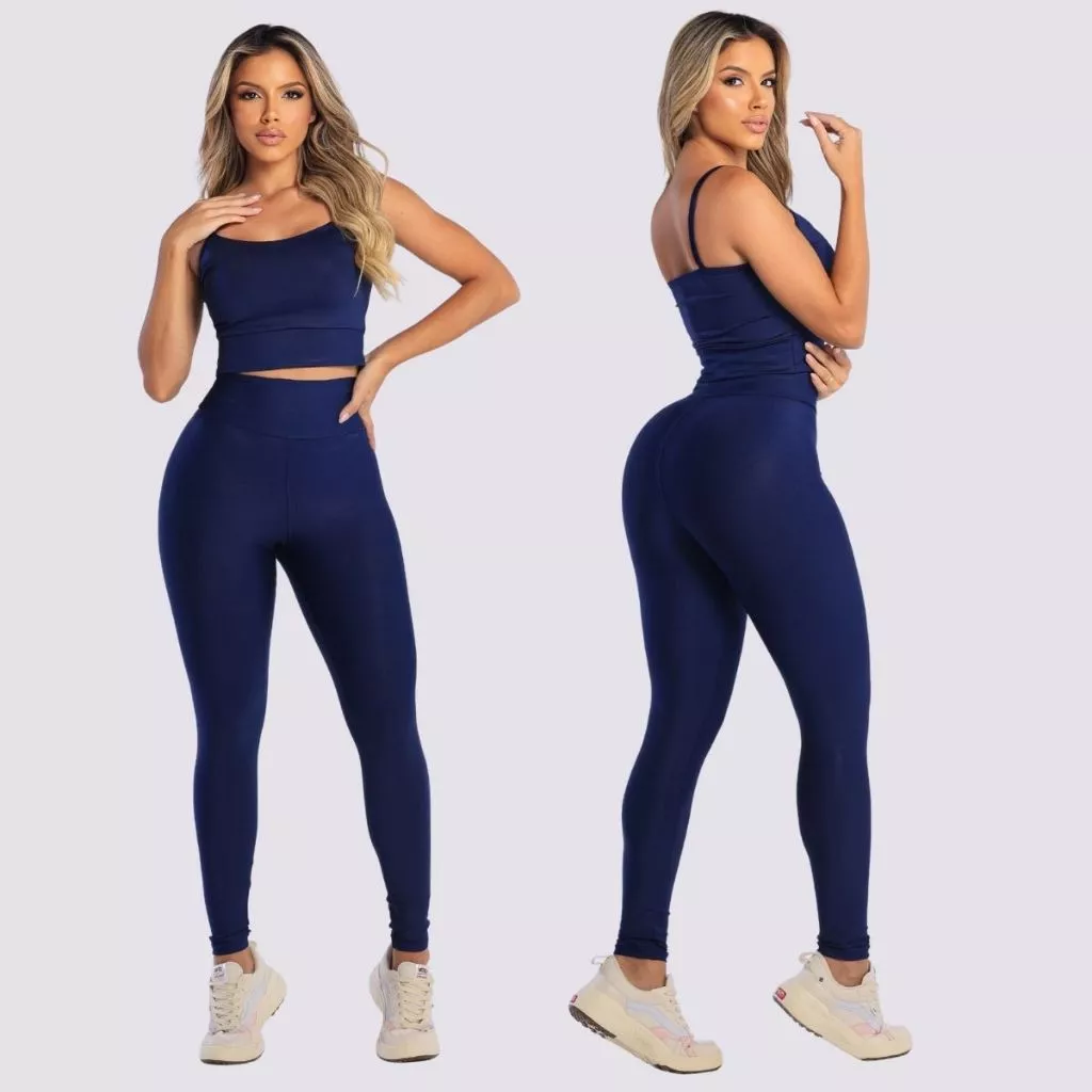 Conjunto Legging + Top Bojo Removível Suplex Academia Costura Reforçada Cintura Alta — imagem 1