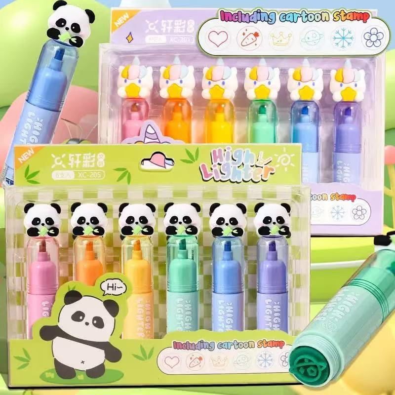 Kit com 6 Canetas Mini Marca Texto fofos /marcador de destaque/canetas coloridas