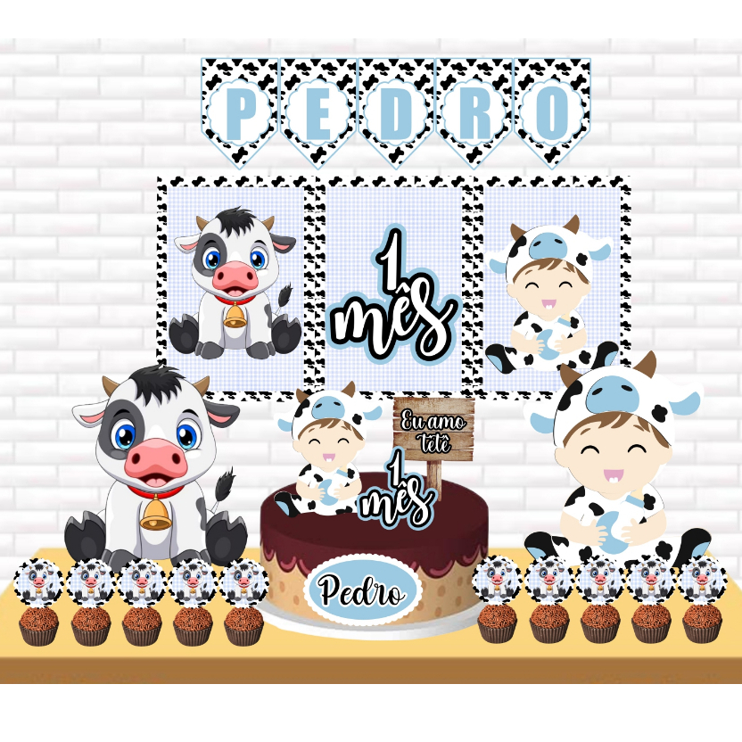 KIT FESTA VAQUINHA MENINO-KIT SÓ UM BOLINHO´PERSONALIZADO em Oferta na Shopee