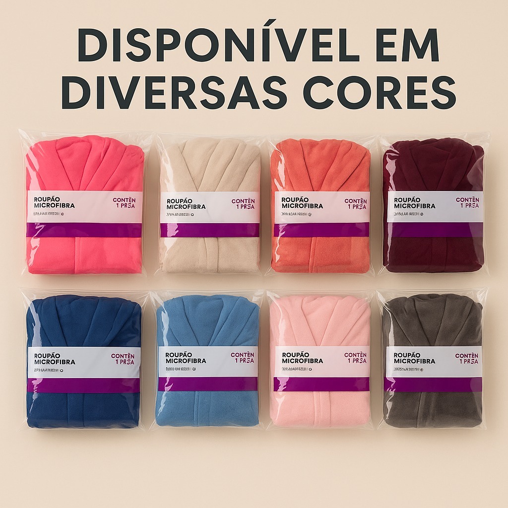 Roupão Plush Microfibra Adulto Extra Macio Unissex Várias Cores Tamanho Único