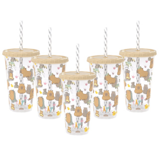 Kit Festa Lembrancinha Capivara Copo de Plastico com Tampa Canudo 500 mL Festa Aniversario Infantil em Oferta na Shopee