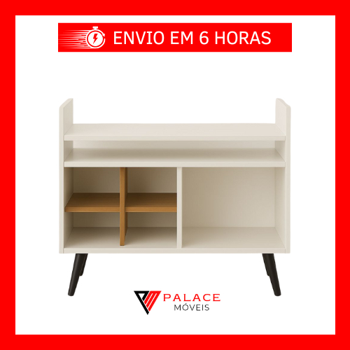 Aparador Buffet Adega Bar Zeus 70x69 Pés Palito em PVC - Off White - PL