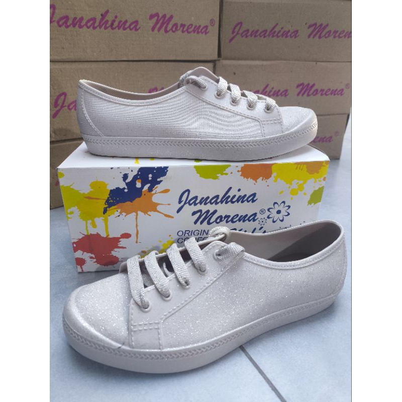 Tênis infantil Janahina morena off White glitter