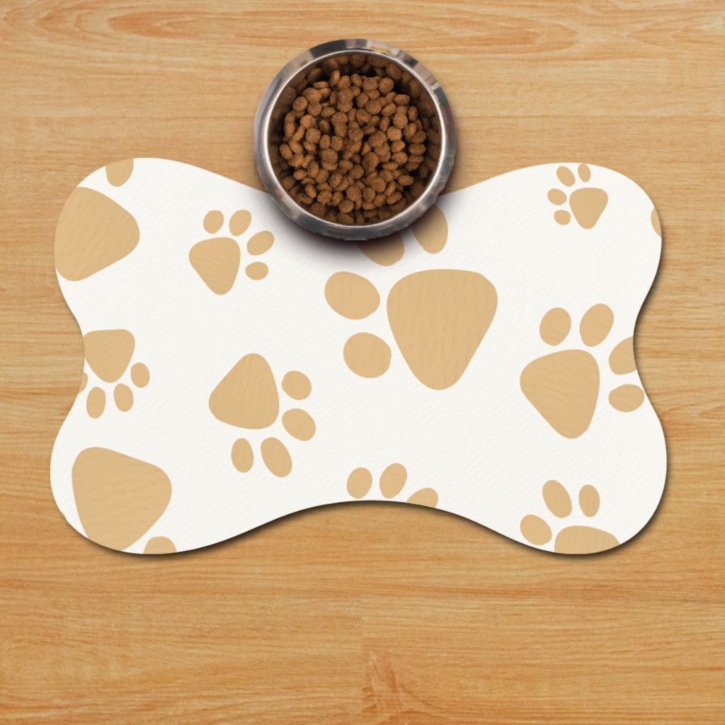Tapete Pet Patas Marrom Para Comedouro Osso 46x30