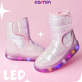Tênis Infantil Menina Cano Alto Led Botinha Feminina Camin Antiderrapante Fashion em Oferta na Shopee