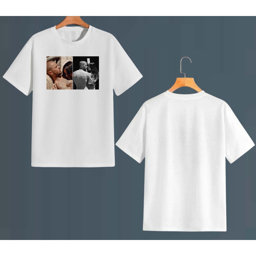 Camiseta branca 100% poliéster Justin Bieber| Hailey Bieber -Swag