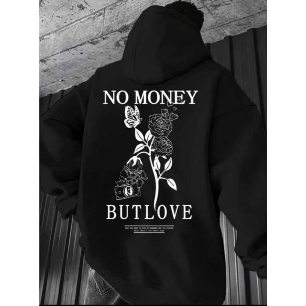 Moletom Canguru No Money  But Love Capuz e Bolso Flanelado Unissex Masculino Feminino Blusa De Frio