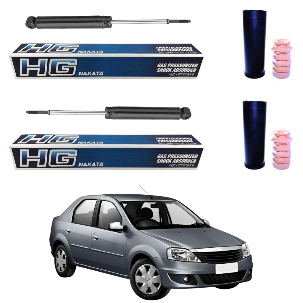 PAR AMORTECEDOR TRASEIRO LOGAN 2007 A 2013 ORIGINAL NAKATA + KITS