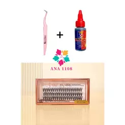 NewShow Super Cola 30ml Salon Pro + Pinça Vetus + Caixa Com Cílios postiços 6D MINK 30P - Tufos Sem nó