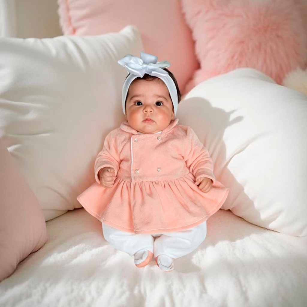 Macacão Bebê Menina Roupa de Frio Longo de Plush Eloá Kit 3 Peças em Oferta na Shopee