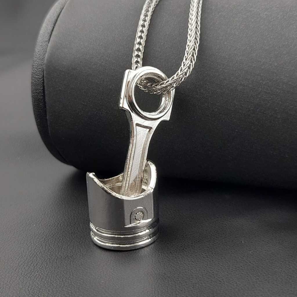 Corrente Com Pingente Biela Pistão de Motor Masculina Estilo Custom