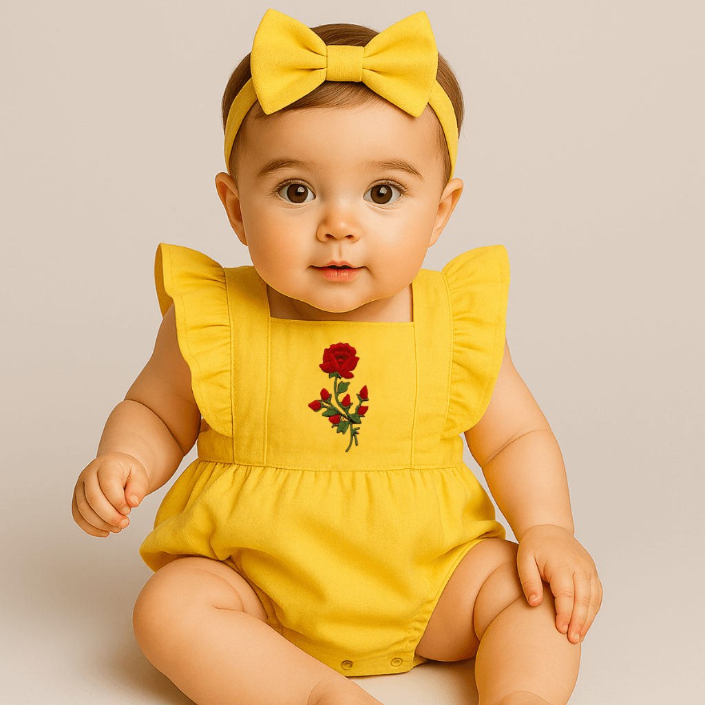 Roupa Menina Festa Bela e a Fera Body Jardineira Com Laço Acabamento Perfeito em Oferta na Shopee