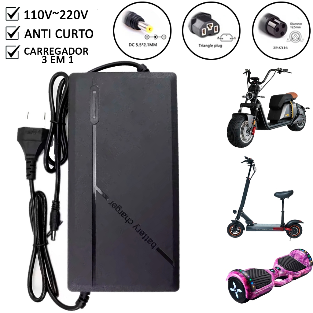 Fonte Carregador Hoverboard Scooter Moto Patinete Elétrico 42V / 54.6V Bivolt 110/220V