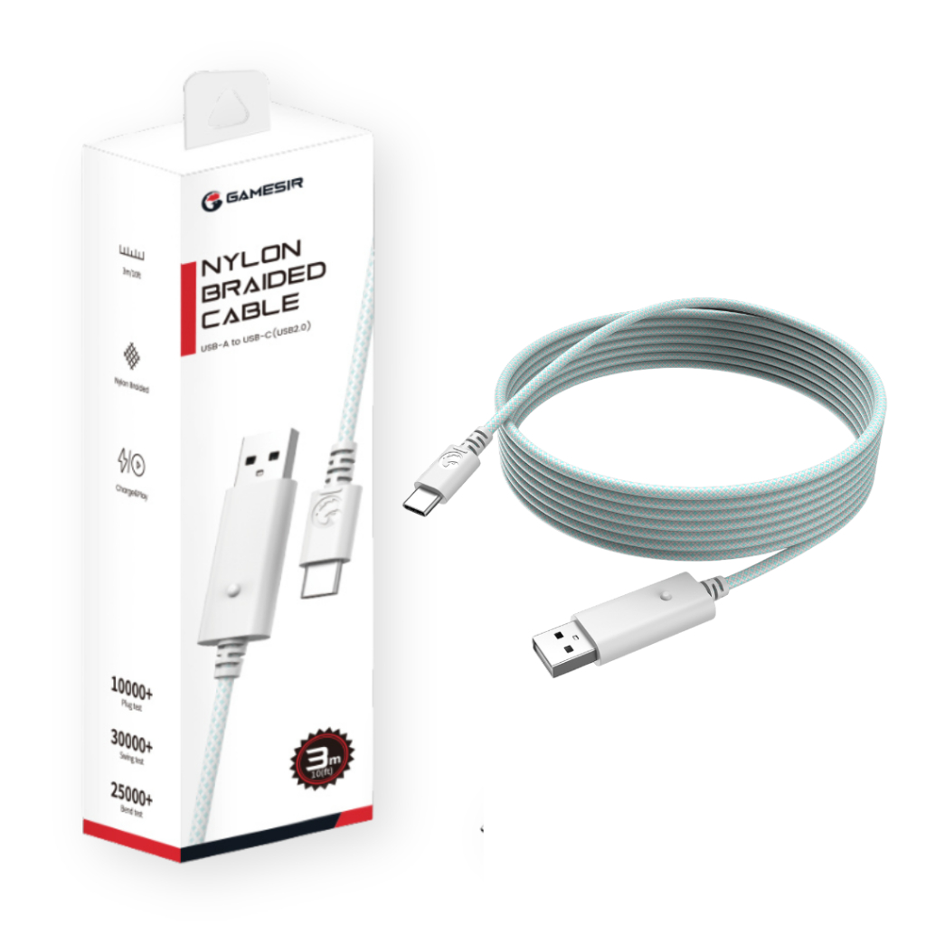 Cabo Gamesir Ac10 Usb-a Usb-c 3m Nylon Trançado Para G7, G7 Se, G7 Pro, T4k, Kaleid em Oferta na Shopee
