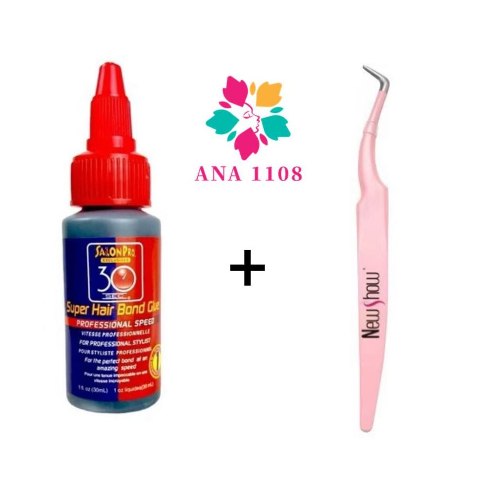 NewShow Conjunto Pinça Extensão De Cílios + Super Cola Salon Pro 30ml Para Alongamento