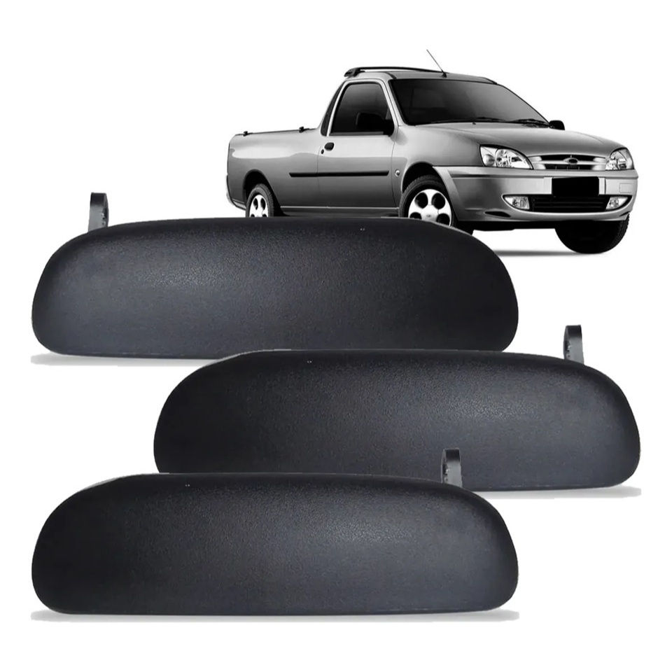 Kit 3 Maçanetas Externas Dianteira E Caçamba Ford Courier 1997 1998 1999 2000 2001 2002 2003 A 2013 Todas versões