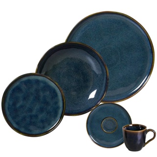 Jogo de Jantar 30 peças Cerâmica Stoneware Bio Oceano Porto Brasil em Oferta na Shopee