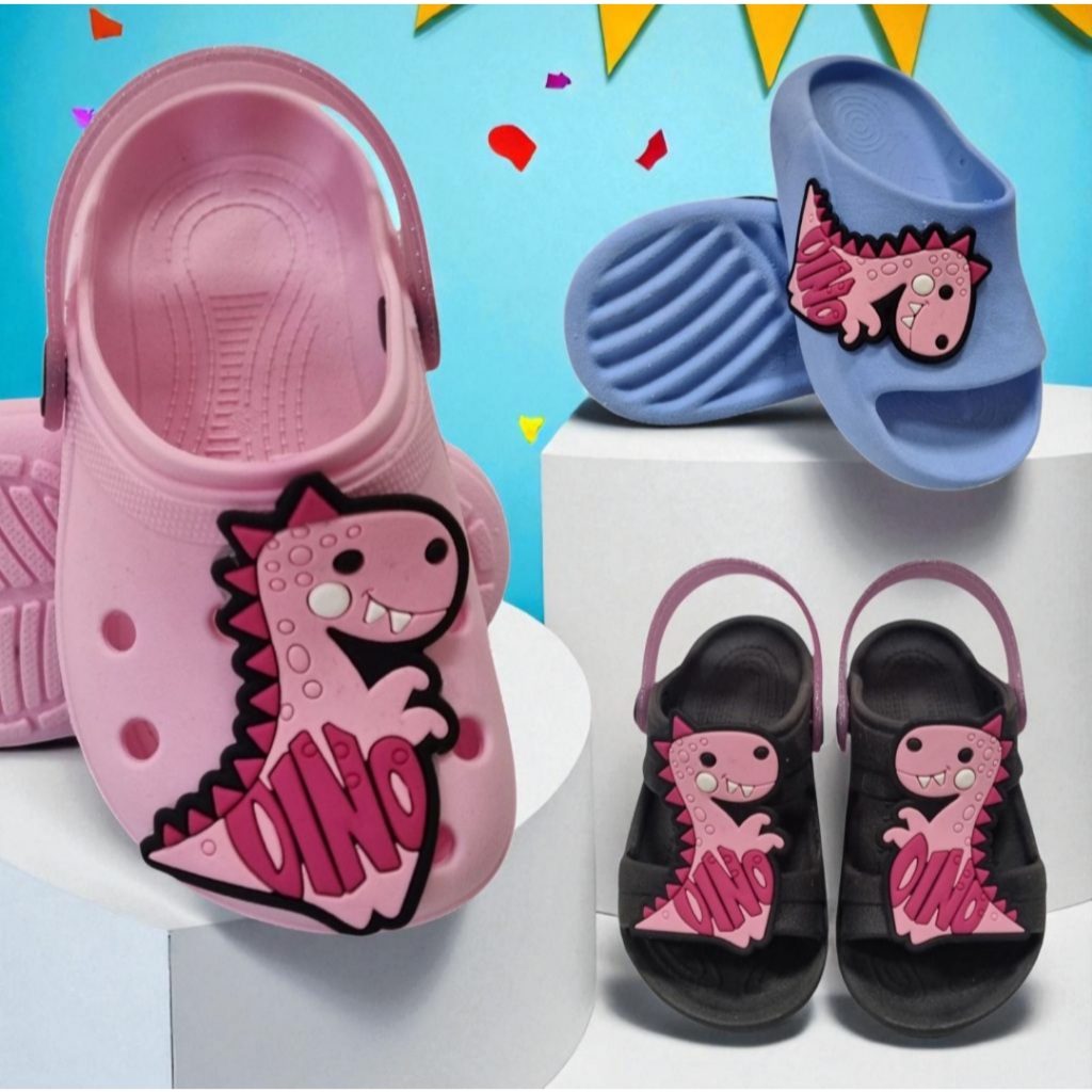 Sandalia Babuche Papete Chinelo Nuvem Slide Menina Infantil Dinossauro Animais Personagens Confortavel Macio Leve