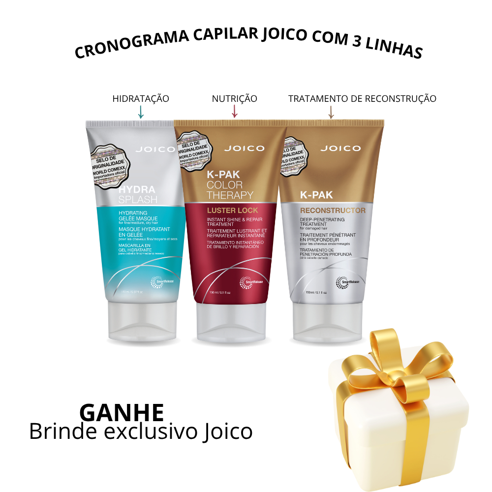 Cronograma Joico 3x kit tratamento Capilar de Hidratação, Reconstrução e Nutrição - Beauty