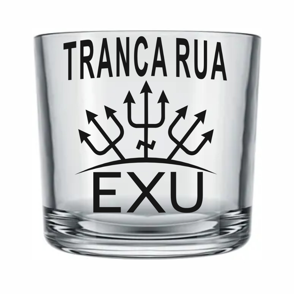 Copo de Whisky Exu Tranca Rua Vidro Adesivado - Umbanda Quimbanda e Candomblé em Oferta na Shopee