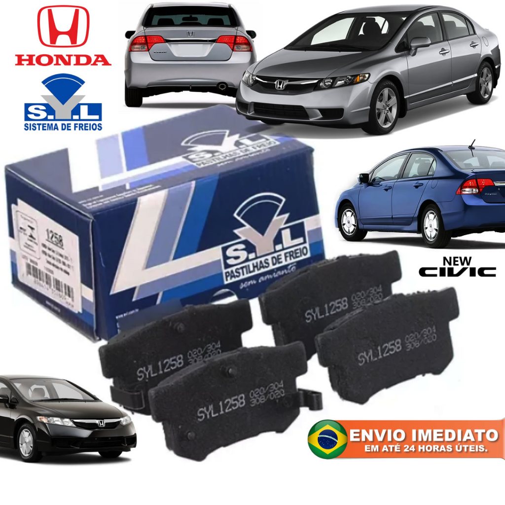 Pastilha Freio Traseira Honda New Civic 1.8 2007 2008 2009 2010 2011 2012 Novo SYL com NF Garantia
