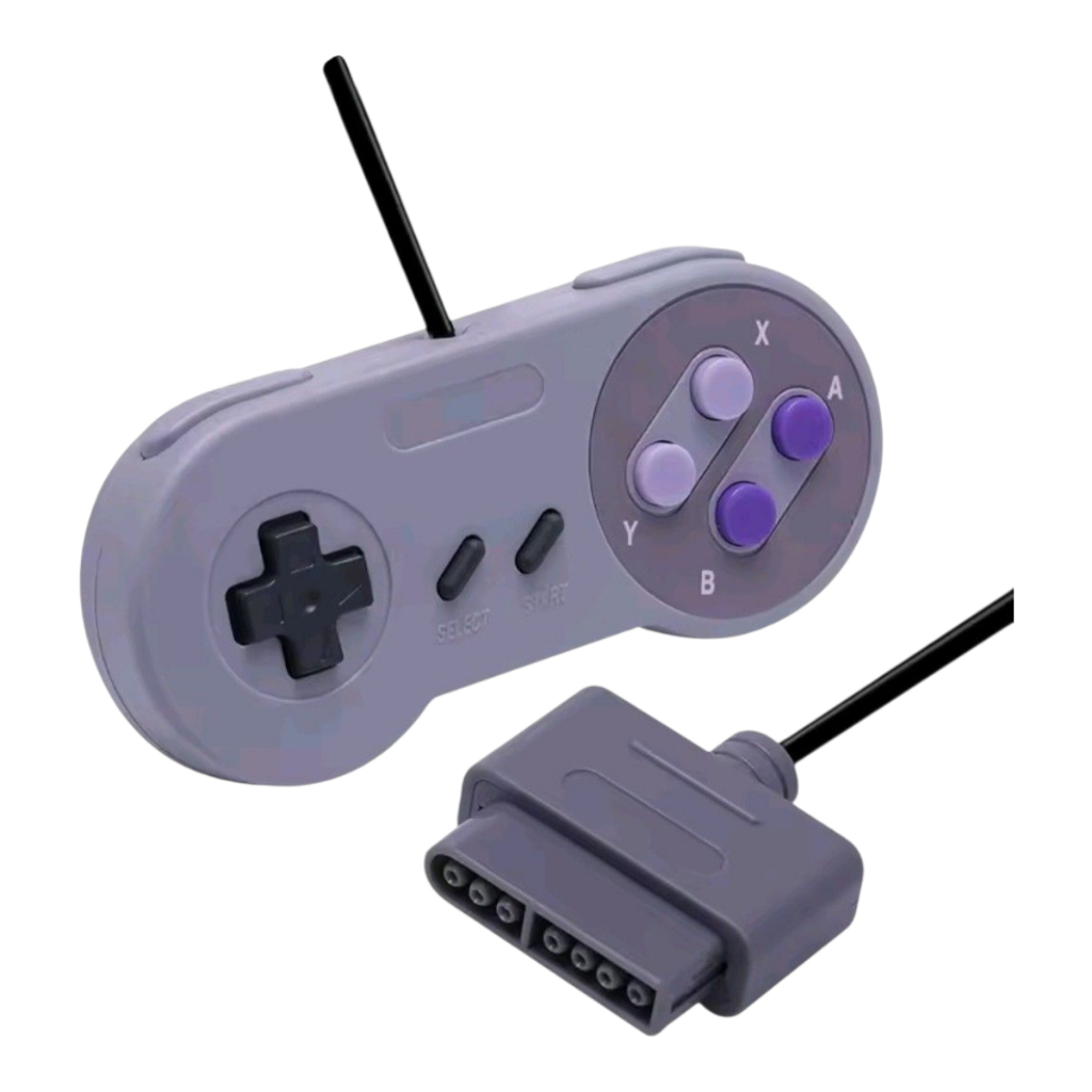 Controle Compatível Com Super Nintendo Joystick Snes Roxo Cinza