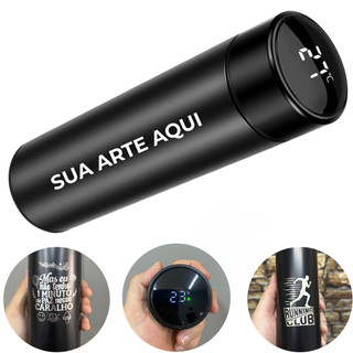 kit 10 Garrafa 500ml LED Personalizada nome logo time Inox Inteligente Medidor d Temperatura Digital