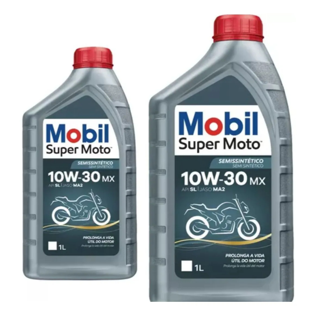 KIT 2 OLEO MOBIL 4T MX 10W30 SUPER MOTO SEMI SINTETICO ÓLEO LUBRFICANTE PARA MOTOS 4 TEMPOS