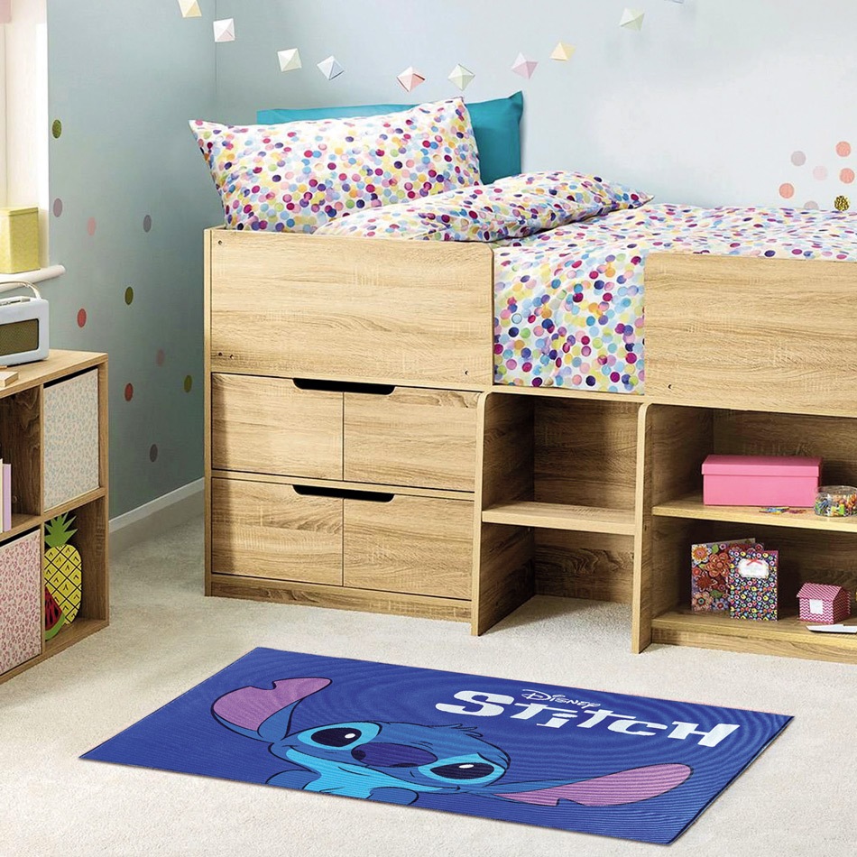 Tapete 70x100Cm Infantil Disney Quarto Menino Menina Antiderrapante Personagens Disney Mickey Barbie Stitch Macio