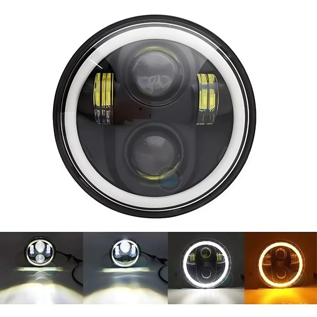 Farol led 5,75 polegadas Angel Eyes para Caminhão, Buggy, Trator, Moto, 146mm diametro em Oferta na Shopee