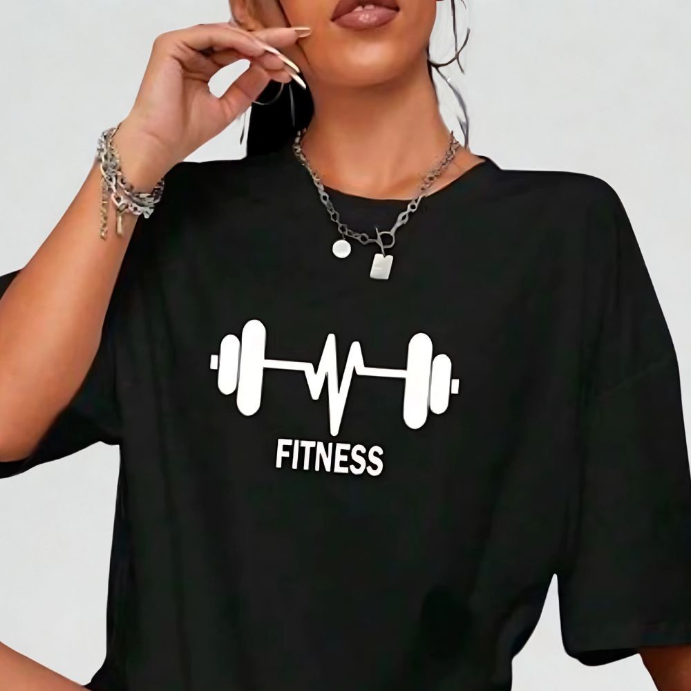 Camiseta Feminina 100% Algodão Estampada Treino Academia Fitness Confortável Gym