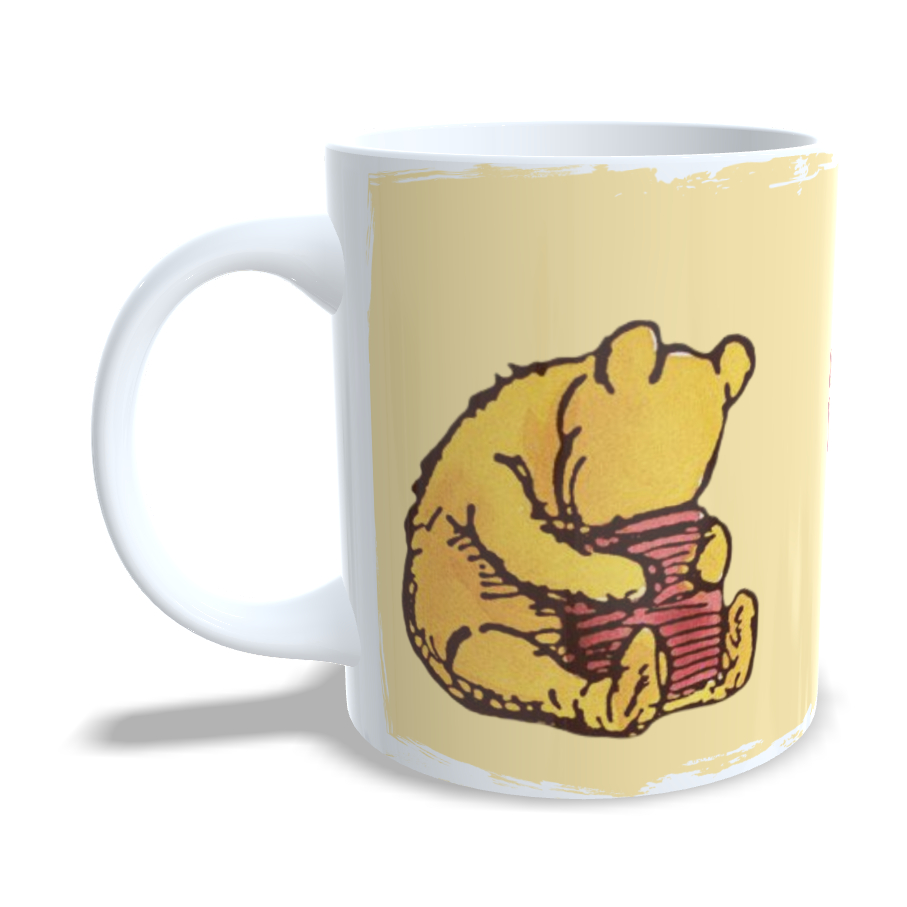 Caneca Ursinho Pooh Pote de Mel A.A. Milne 325ml Porcelana Winnie the Pooh Clássico